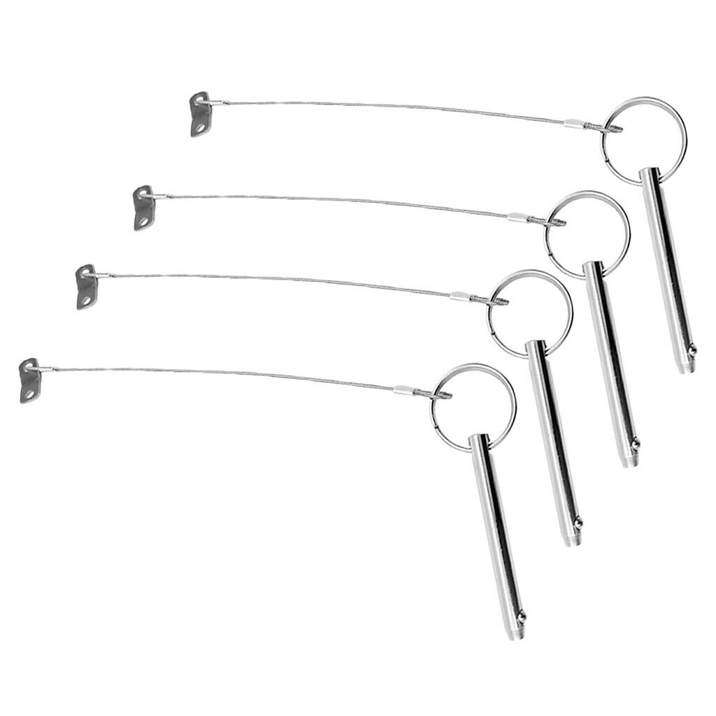 4x Quick Release Pin with 240mm Lanyard for Boat Deck Hinge/Jaw Slide Clamp