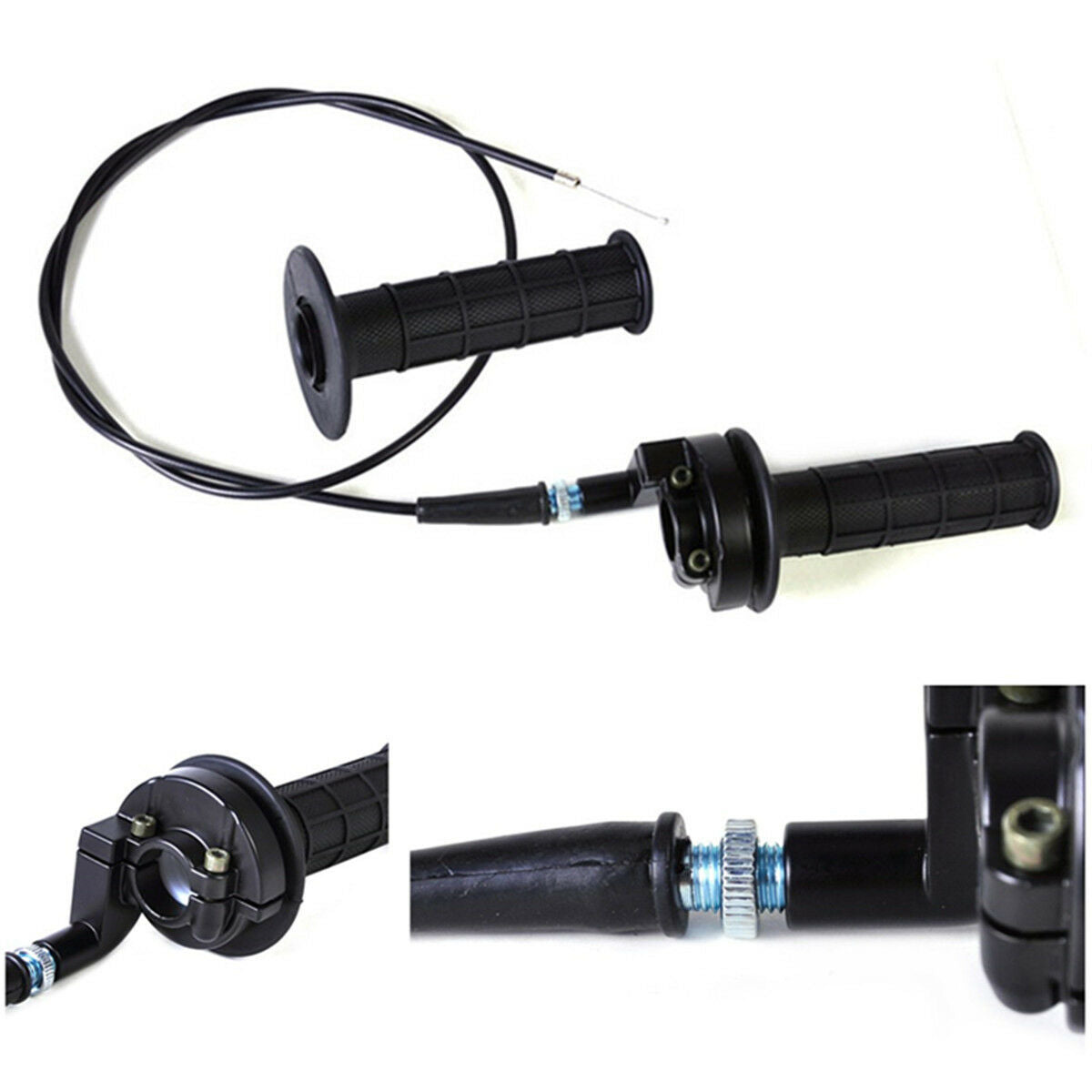 1 Pair 7/8" Handle Grip+Twist Throttle Cable for 50-250CC ATV Quad  Motocycle