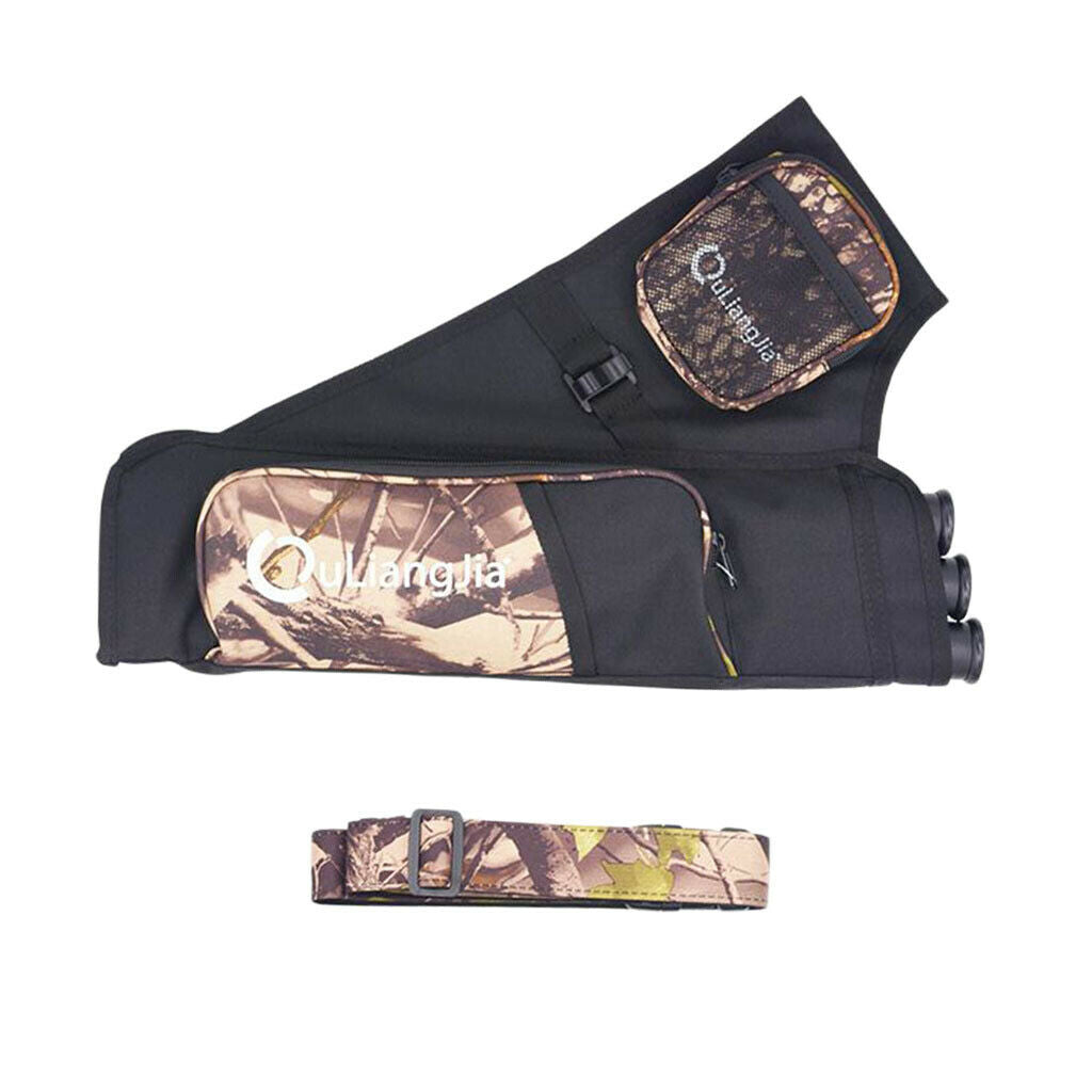 Three-Tubes Archery Arrow Hip Quiver Holder Adjustable Belt Bag Pouch Camo