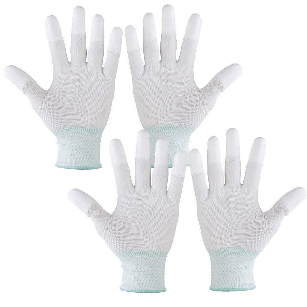 2 Pairs Nylon Quilting Gloves for Machine Quilters Quilting Sewing M White