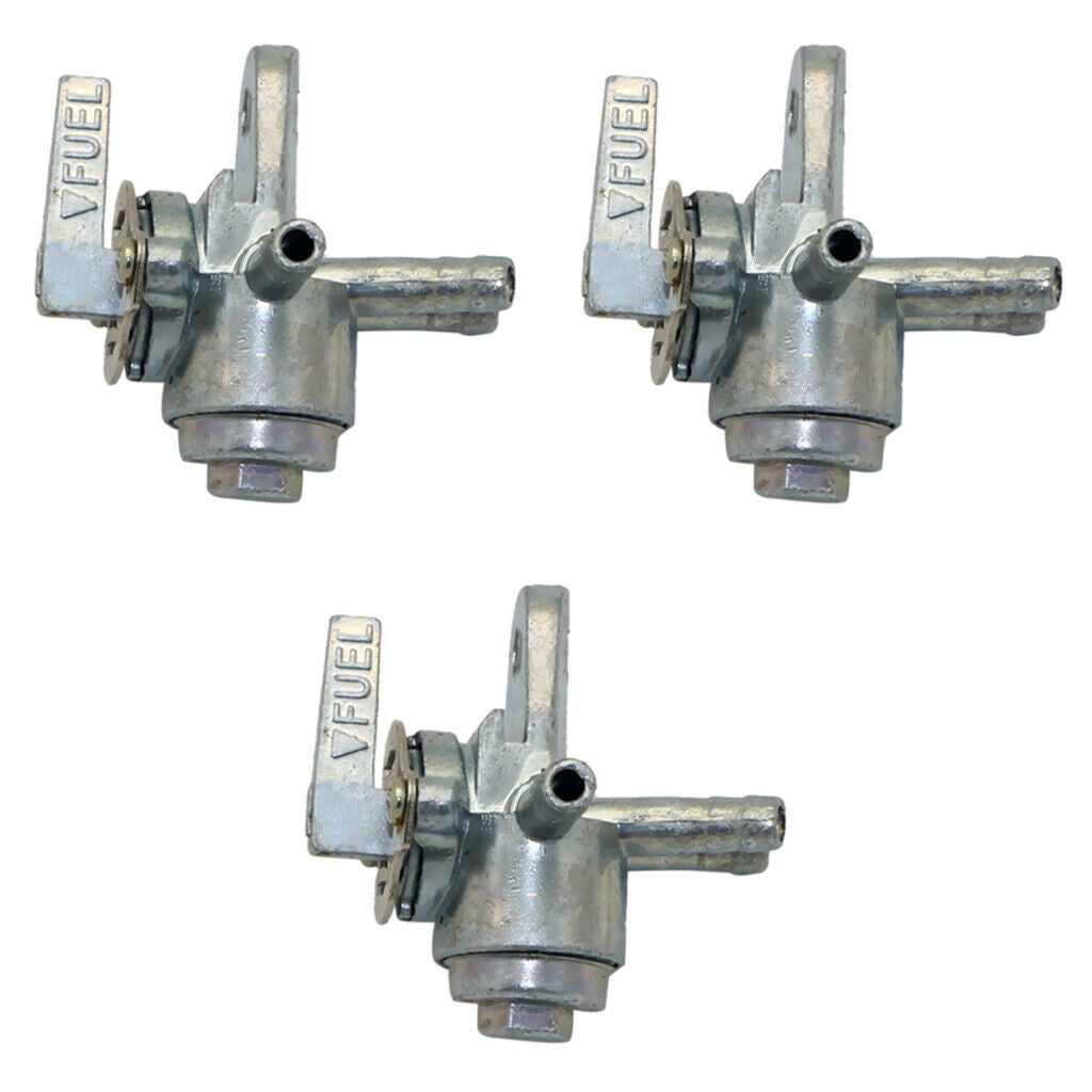 3x 3 Port Gas Fuel Petcock Tap Valve Switch for Motorcycles, Dirt Bikes, ATVs