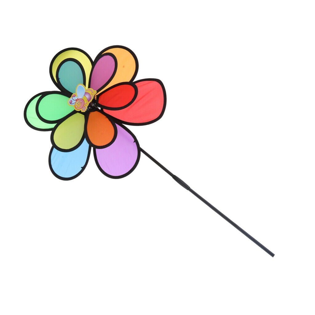Large Double Pinwheel Flower Windmill Whirligig Home Yard Garden Decor Kids