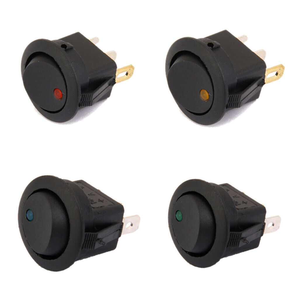 12V 16A Car Auto LED Dot Light Rocker Round Switch Toggle On-Off SPST Red