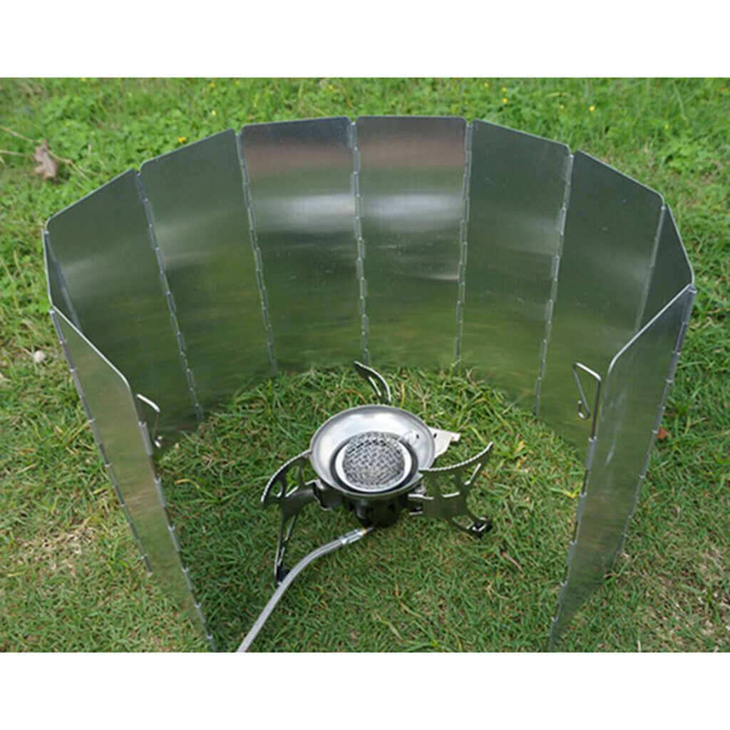 10x Plate Aluminum Alloy Foldable BBQ Stove Wind Screen Burner Cooking