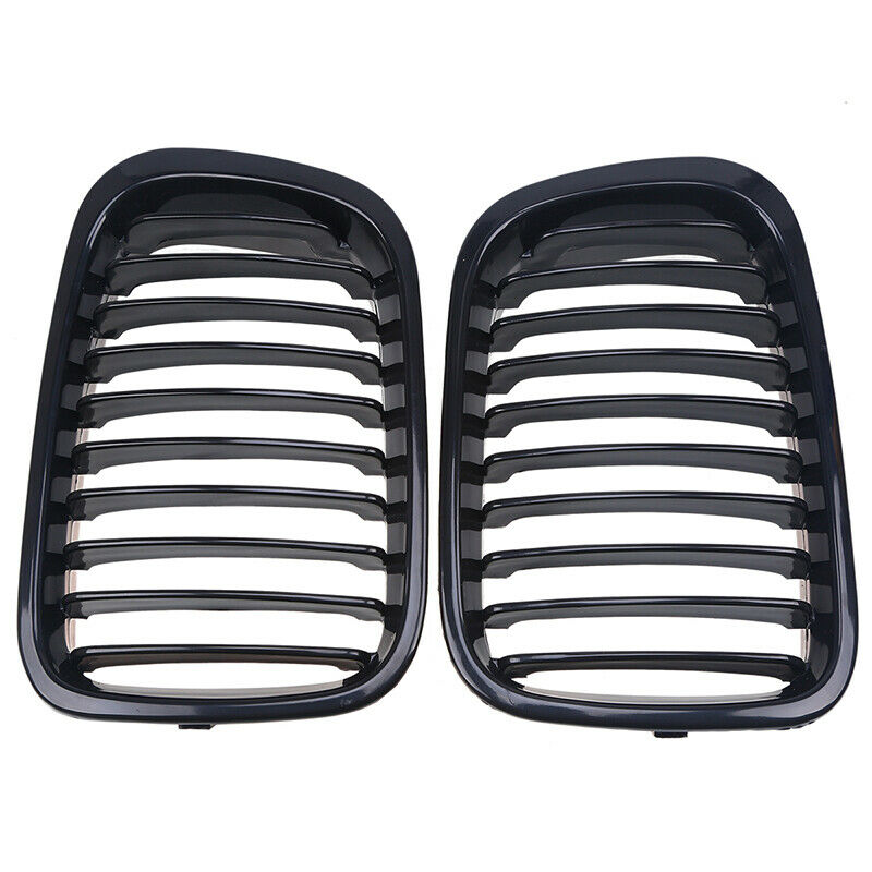For BMW 3-Series E46 Sedan 98-01 Pair Gloss Black Front Kidney Grill Grille