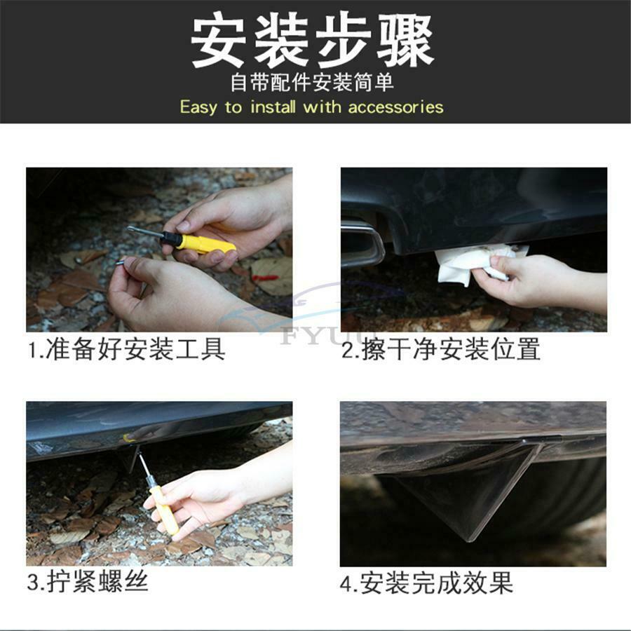 4PCS / Set Universal ABS Car Spoiler Rear Bumper Lip Shark Fin Diffuser Black