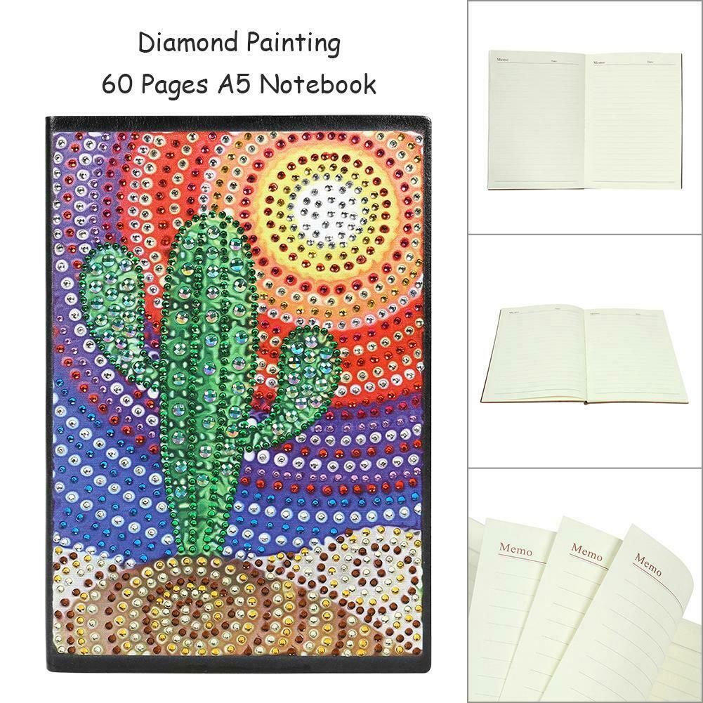 DIY Cactus Special Shaped Diamond Painting 60 Pages A5 Notebook Diary Book @