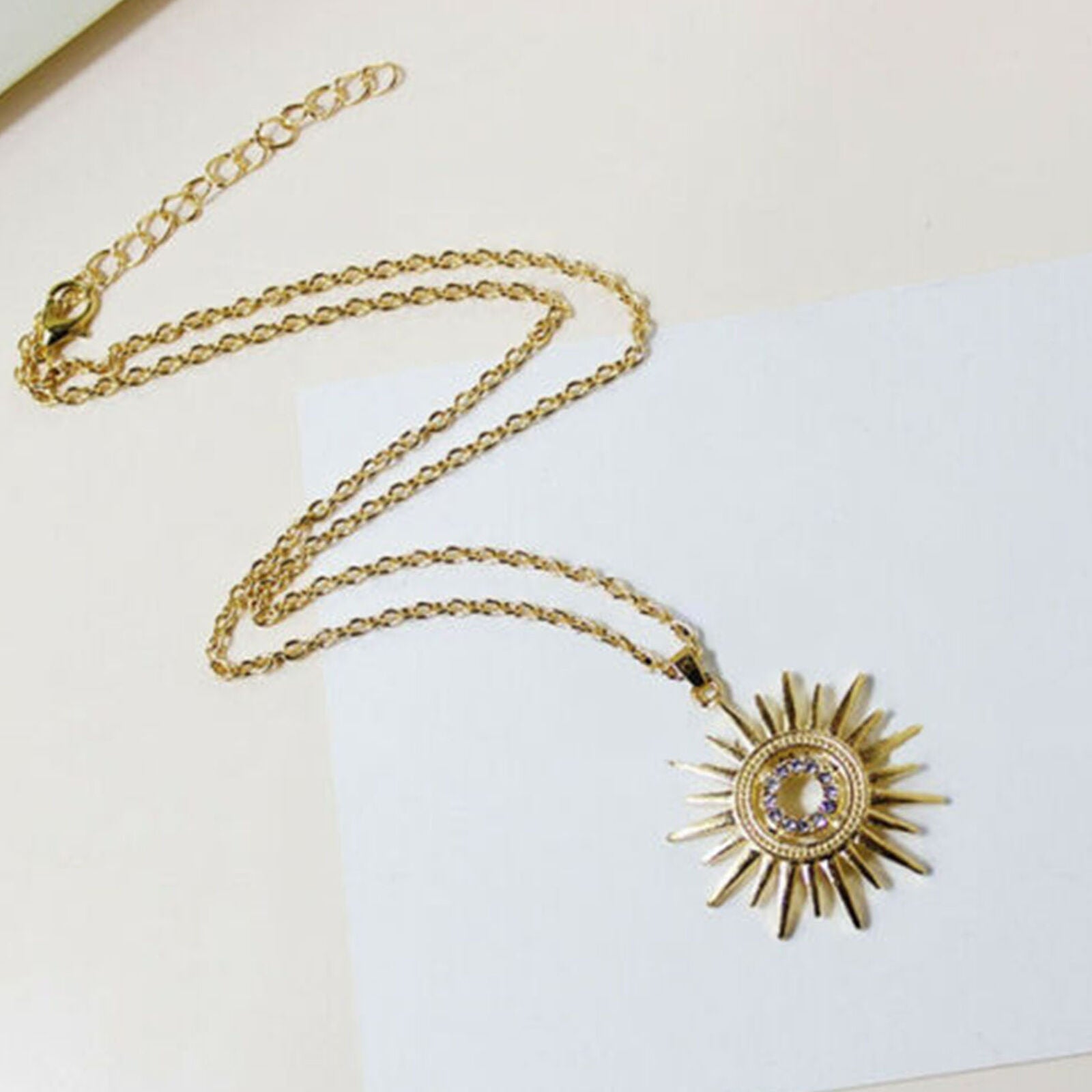 Sun Flower Charm Women Zircon Pendant Necklace Clavicle Chain Lady Jewelry Gifts