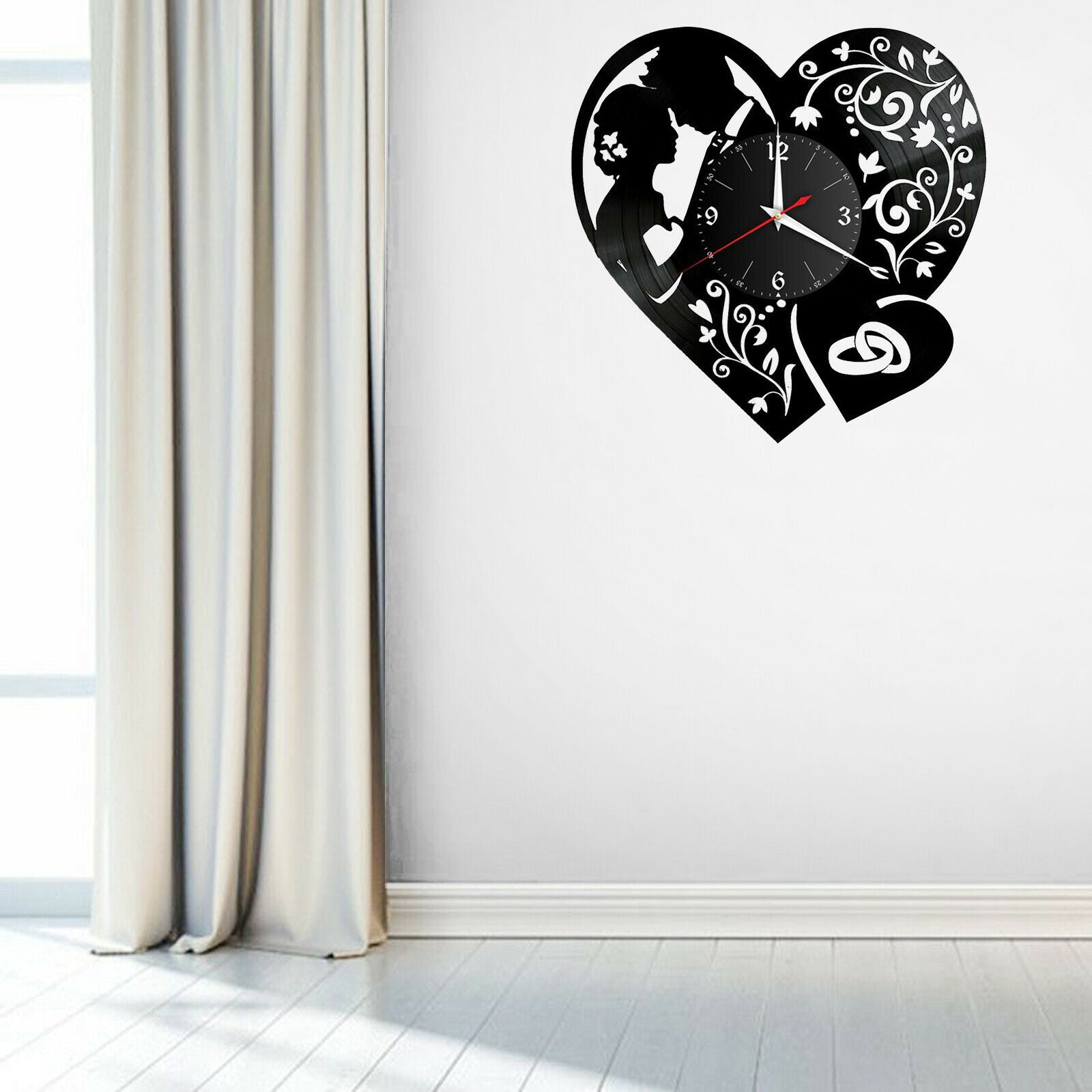 Vinyl Wall Clock Decoration Non Ticking for Kitchen Wedding Anniversary