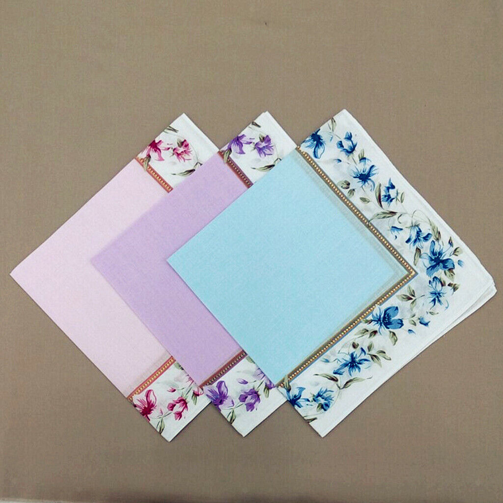12pack Cotton Beautiful Handkerchiefs Ladies Pocket Hanky Hankie Kerchiefs