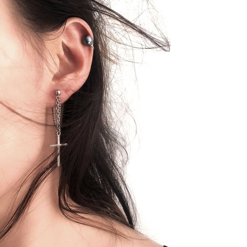 Unisex Stainless Steel Crosses Earrings for Women Gothic Rock Style Jewelry G Qx