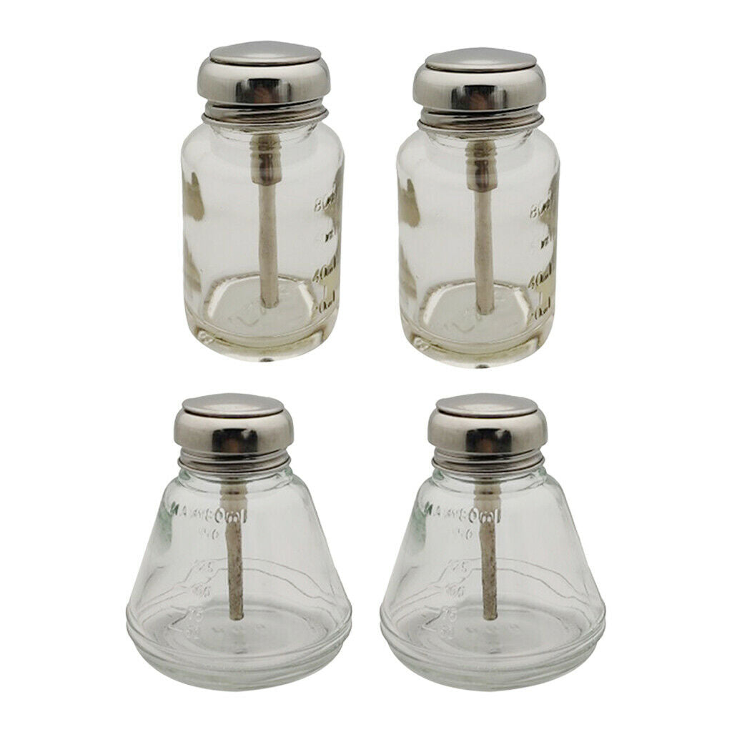 4 Pcs 80+180ml Empty Nail Polish Remover Pump Dispenser Push Down Press Bottles