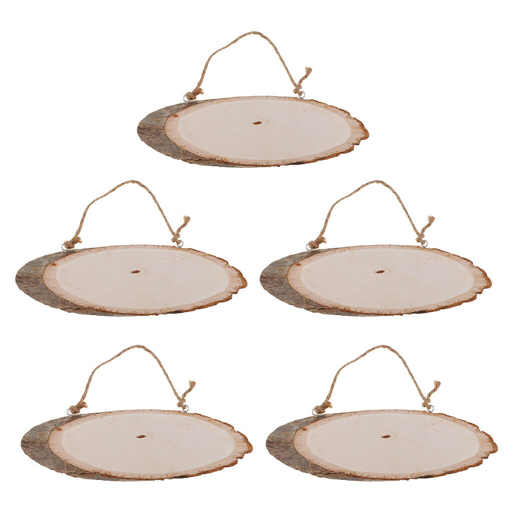 5 Packs Natural Wood Pieces Rustic Wooden Slices Xmas Hangings Room Decor