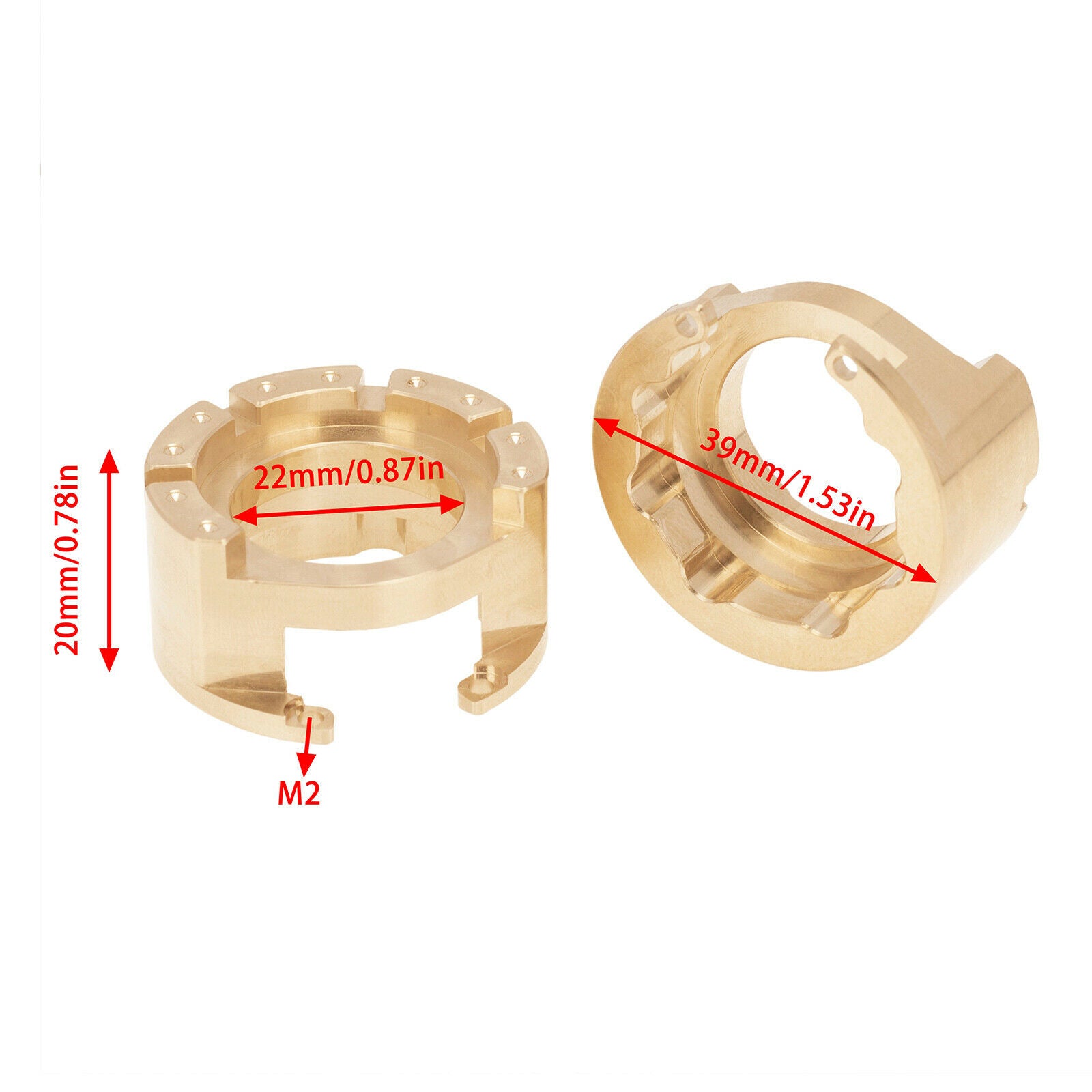 2Pcs Brass Counterweight for 1:10 TRX4 TRX6 RC Crawler Hobby Car Upgrade