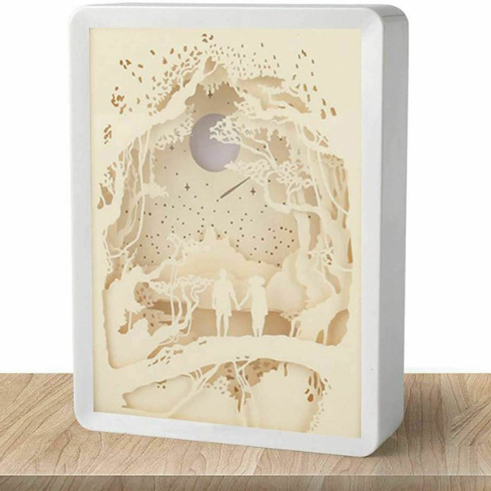 Papercut Night Light Table Lamp LED Mood Desktop Lamp Valentine's Day Gift