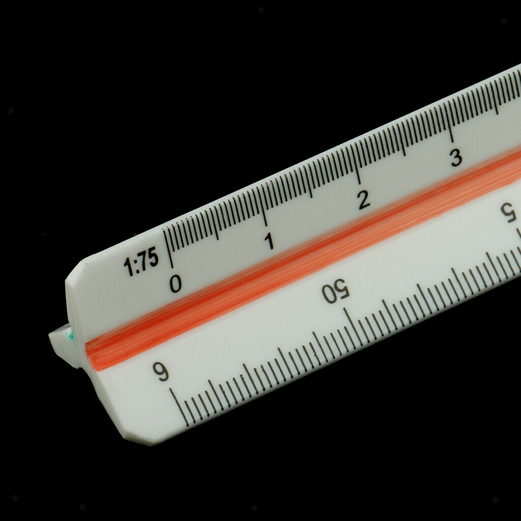 4X 12" Solid Plastic Triangular Triangle Metric Scale Measure Ruler 3 Sides
