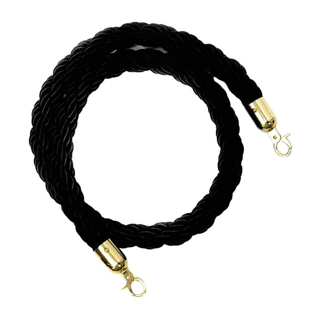 2X Rope Barriers - Heavy Duty Crowd Control Stanchions 2m Black