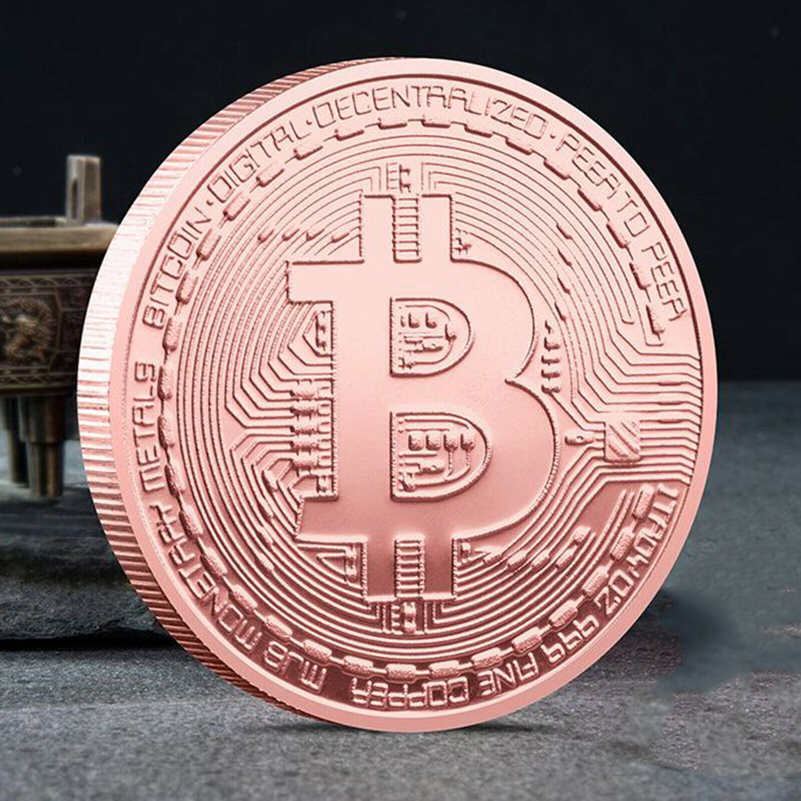 Pink Bitcoin Coin Commemorative Round Collectors Coin Bit Coin Gift 40mm