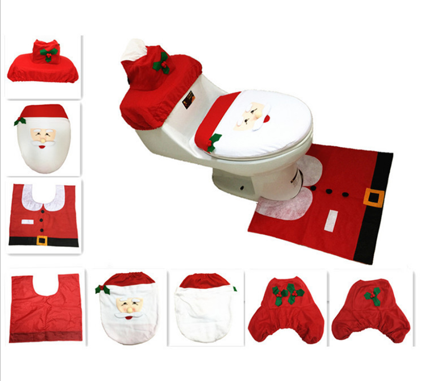 Three-Piece Toilet Santa Claus Non-Woven Fabric Toilet Cover 36*43 1X