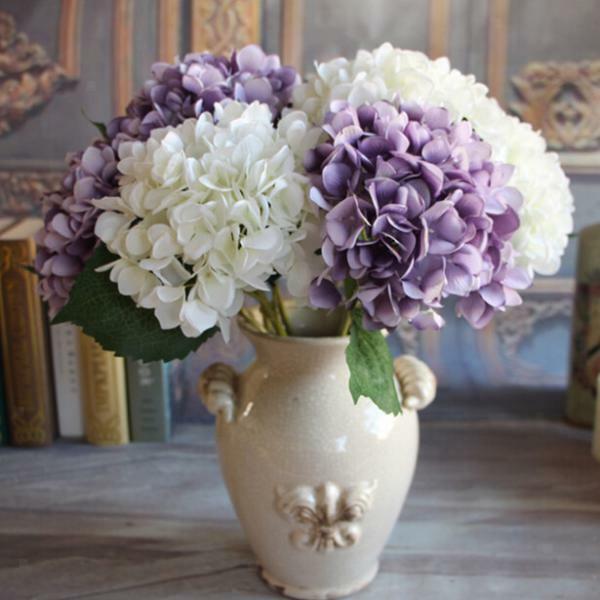 Artificial Silk Hydrangea Flower Bridal Home Garden Party Decor Craft Purple