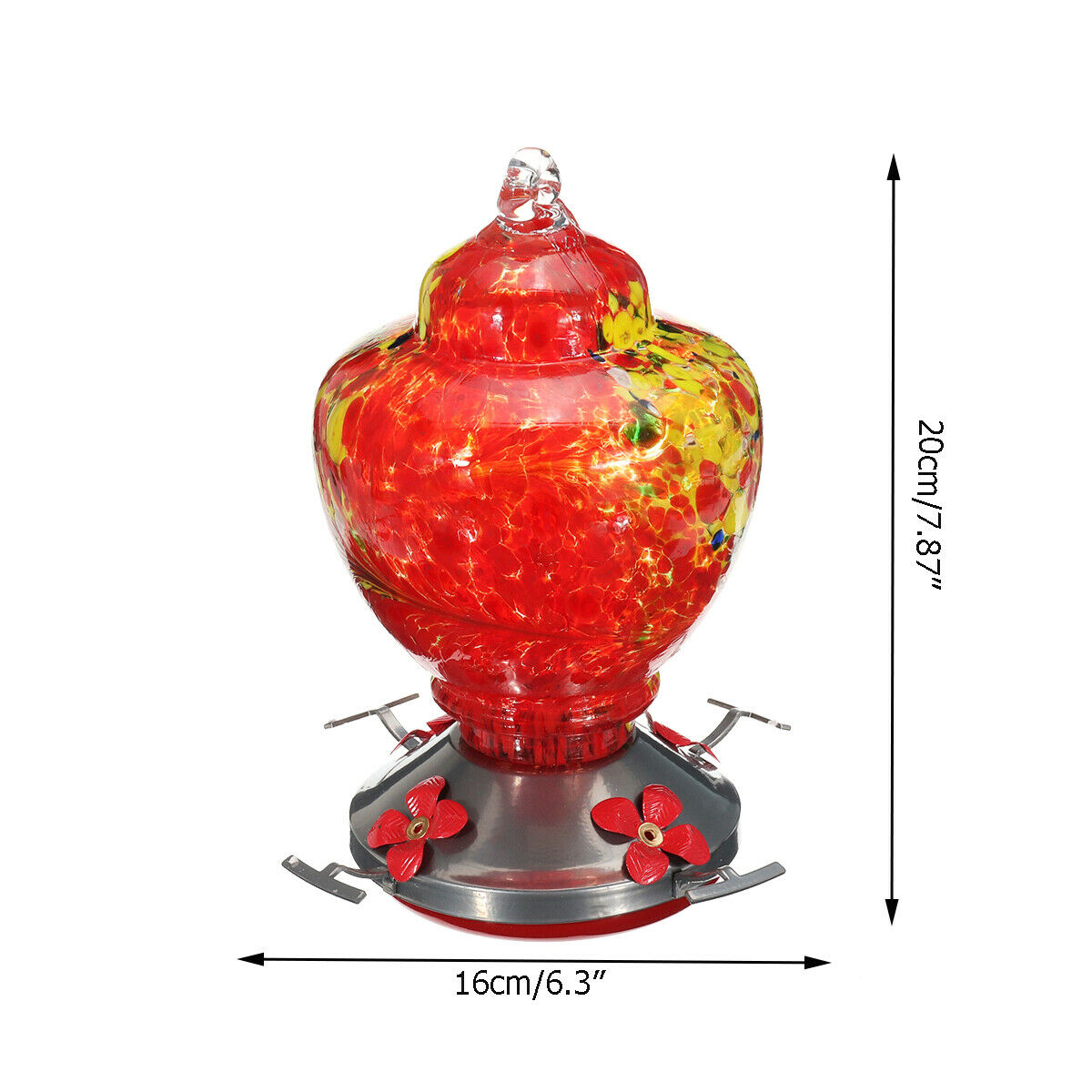 Hummingbird Feeder 4-Trough Tree Hanging Outdoor Garden Yard Colorful Glass CA3