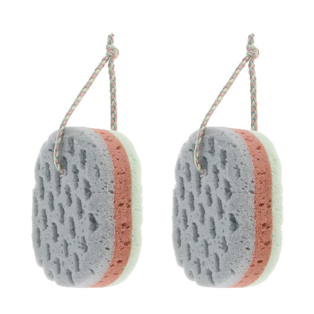2Pcs Body Exfoliating Face Wash Bath Sponge Cleaning Scrubber Massage Puff Fit