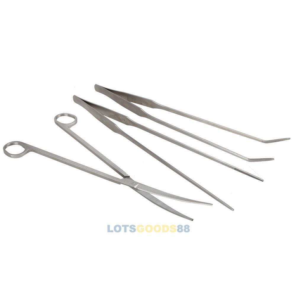 3in 1 Aquarium Aquatic Live Plants Long Handle Tweezers Scissors Trim Tool Set #