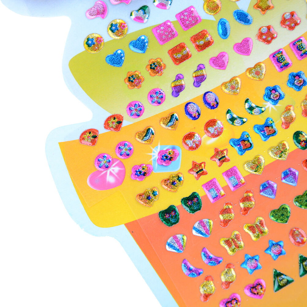 4x/set Wonderful Children Stickers Earring Cartoon Reward Crystal Stickers S_DD