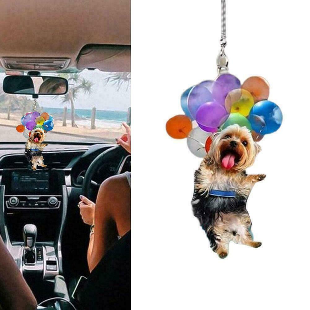Cartoon Cute Dog Car Hanging Ornament with Colorful Balloon Decor GOOD Home S1Q6