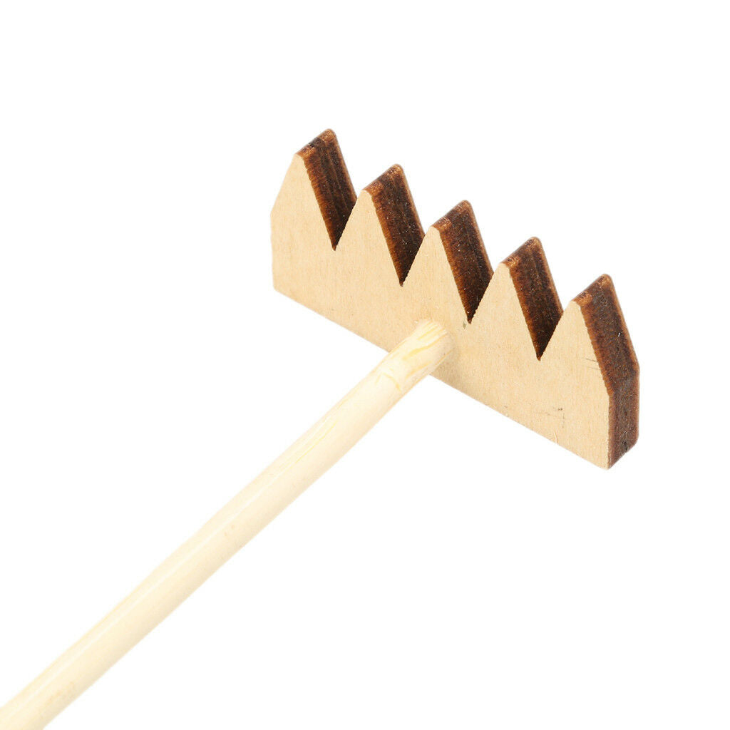 2pcs/set Bamboo Rake Ornament for Home Garden Bonsai Microlandscape Decor