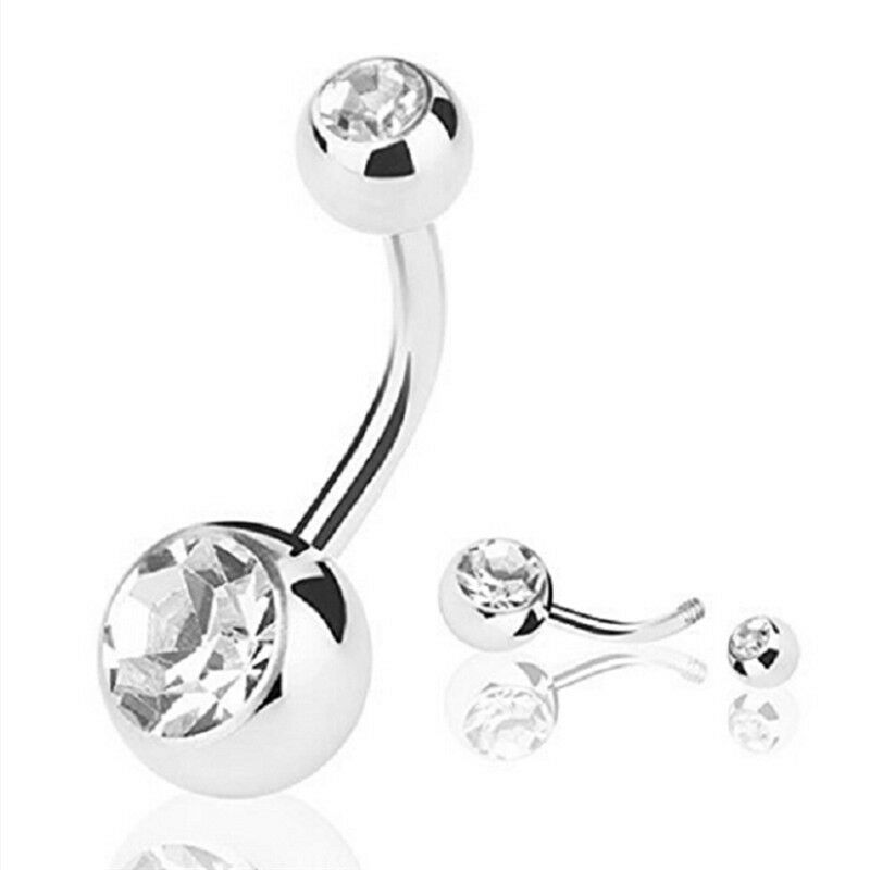 7PCS/Set Stainless Steel Crystal Belly Button Rings Navel BodyJewelryPiercingBDA