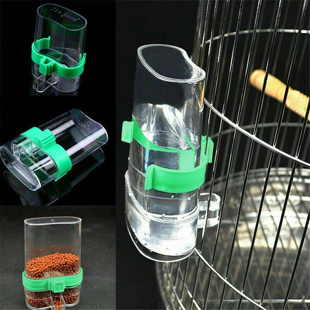 Pet Parrot Automatic Drinker Dispenser Cage Clip Bird Feeder Food Water Feeding