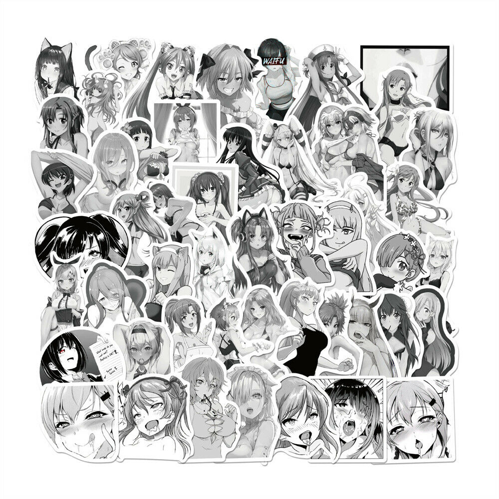 50PC Black and White Anime Sexy Girl Graffiti Laptop Guitar Water Cup PVCSticker