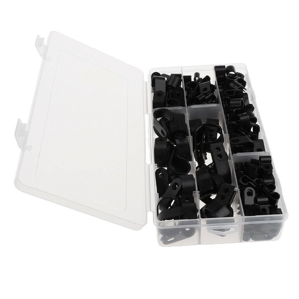 200 Pieces Nylon Screw Wire Clips R-type Cable Clamp Fasteners Tubing Clips