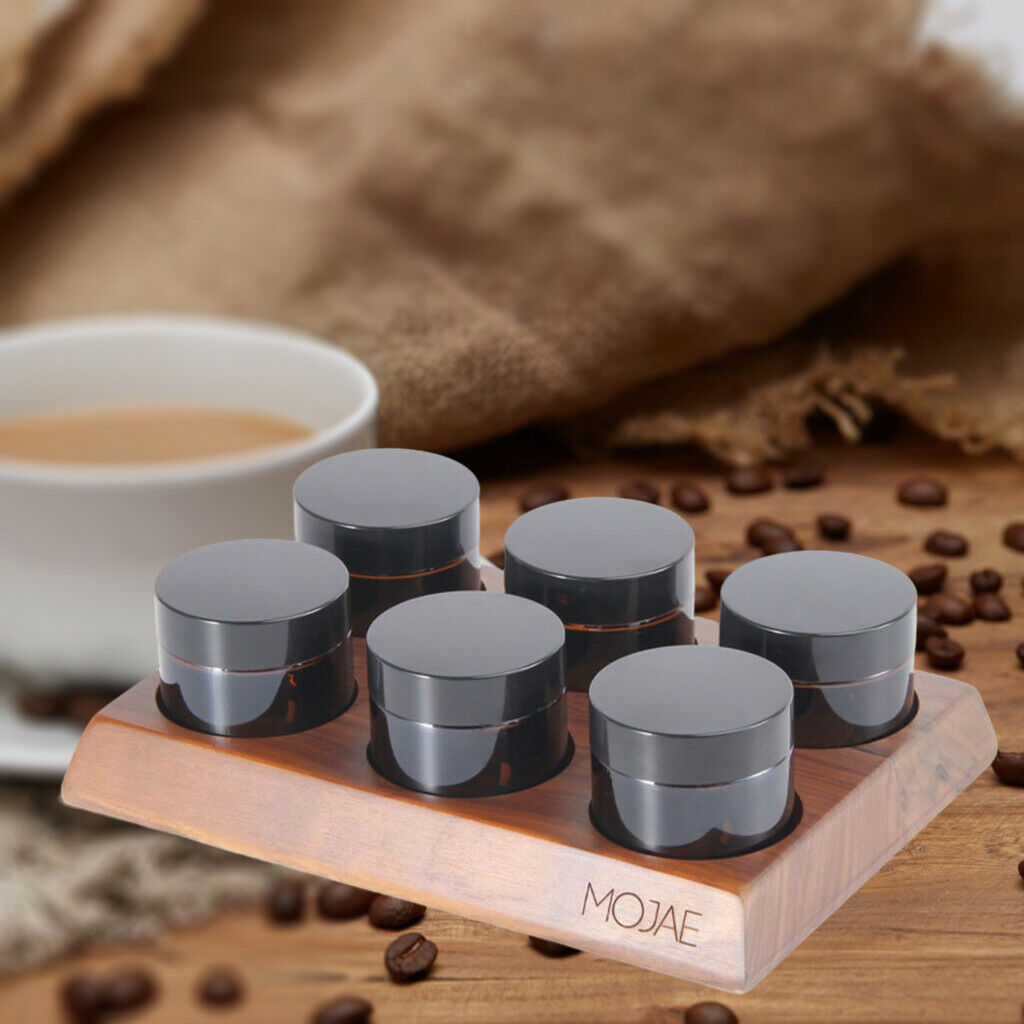 Multifunction Coffee Bean Canister Storage Glass Jar Bottle w/ Wood Base