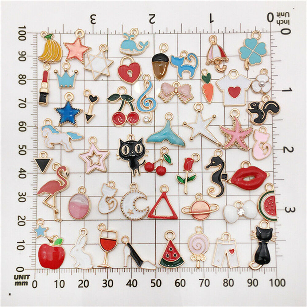 20pcs Alloy Enamel Mixed Random Send Charms Pendants Mixed Color Accessories USA