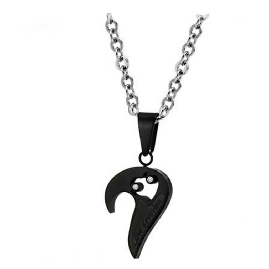 Steel Couple Lovers Necklace I Love you Heart Shape Pendant Valentine's Gift