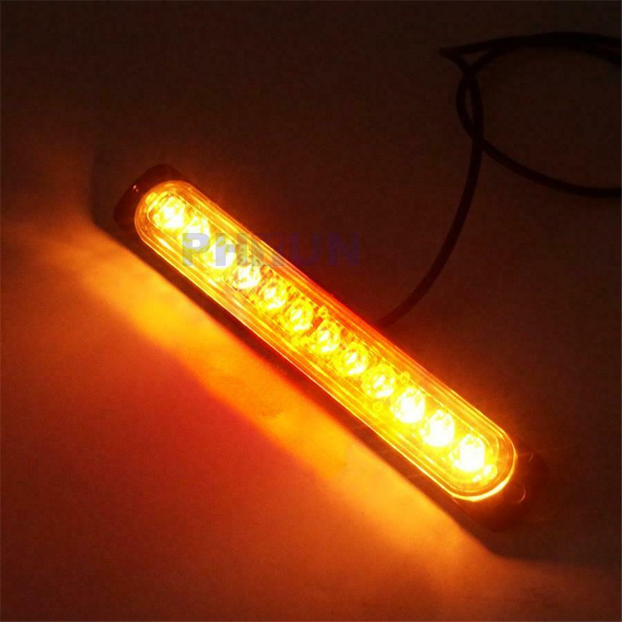 2PCS Amber Light LED Strobe Flashing Warning Lights Tow Truck Van Signal Lamp