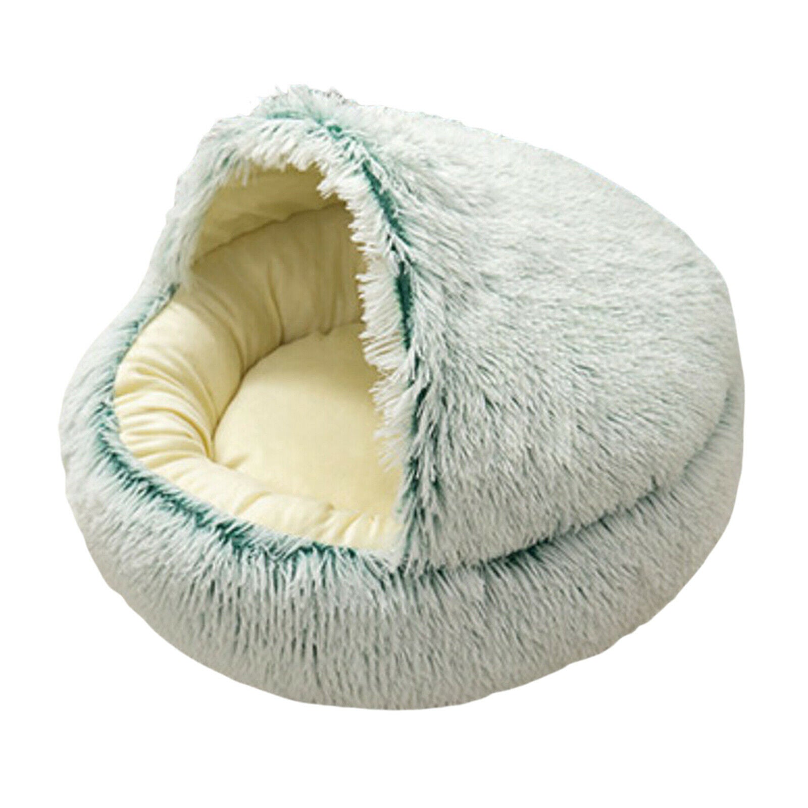 Round Plush Pet Dog Cat Bed Fluffy Warm Calming Sleeping Kennel 60cm Green
