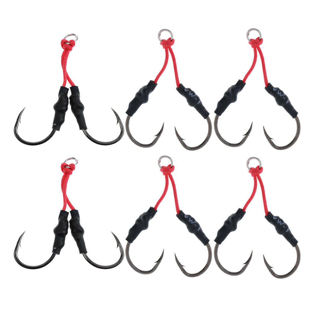 6x Fishing Dual Assist Hook Super Strong with Shrink Tube Deep Sea Fishing