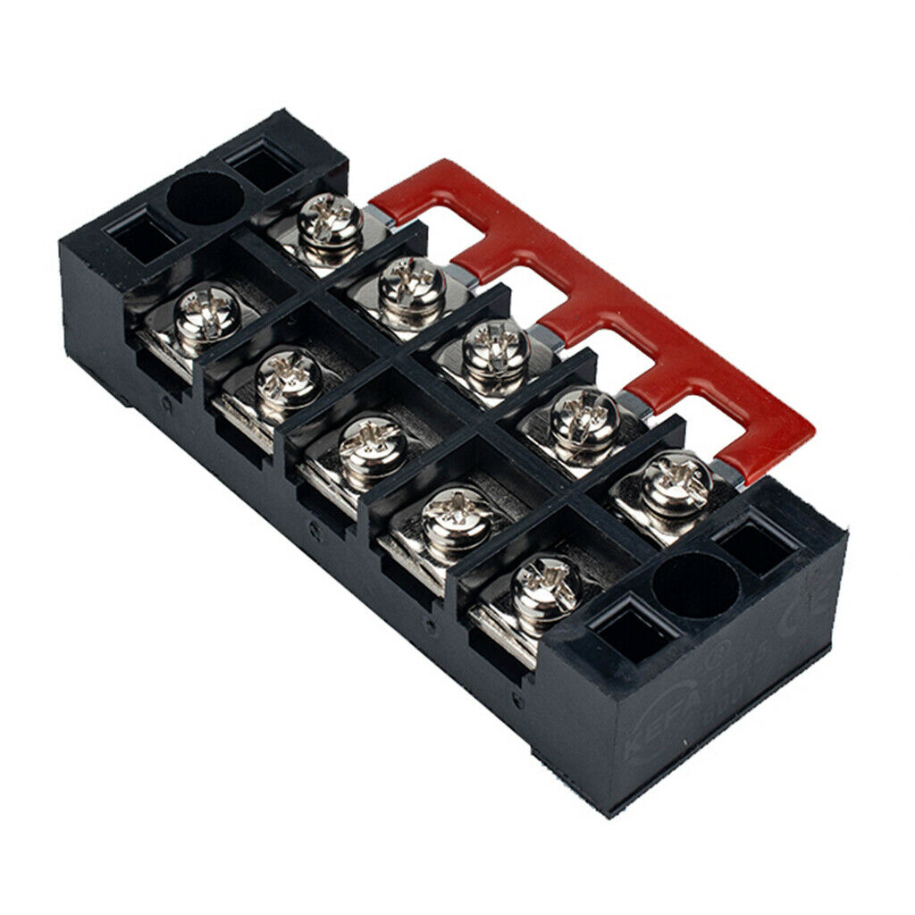 5 Positions Screw Terminal Strip Blocks 600V 25A Pre Insulated Red/Black