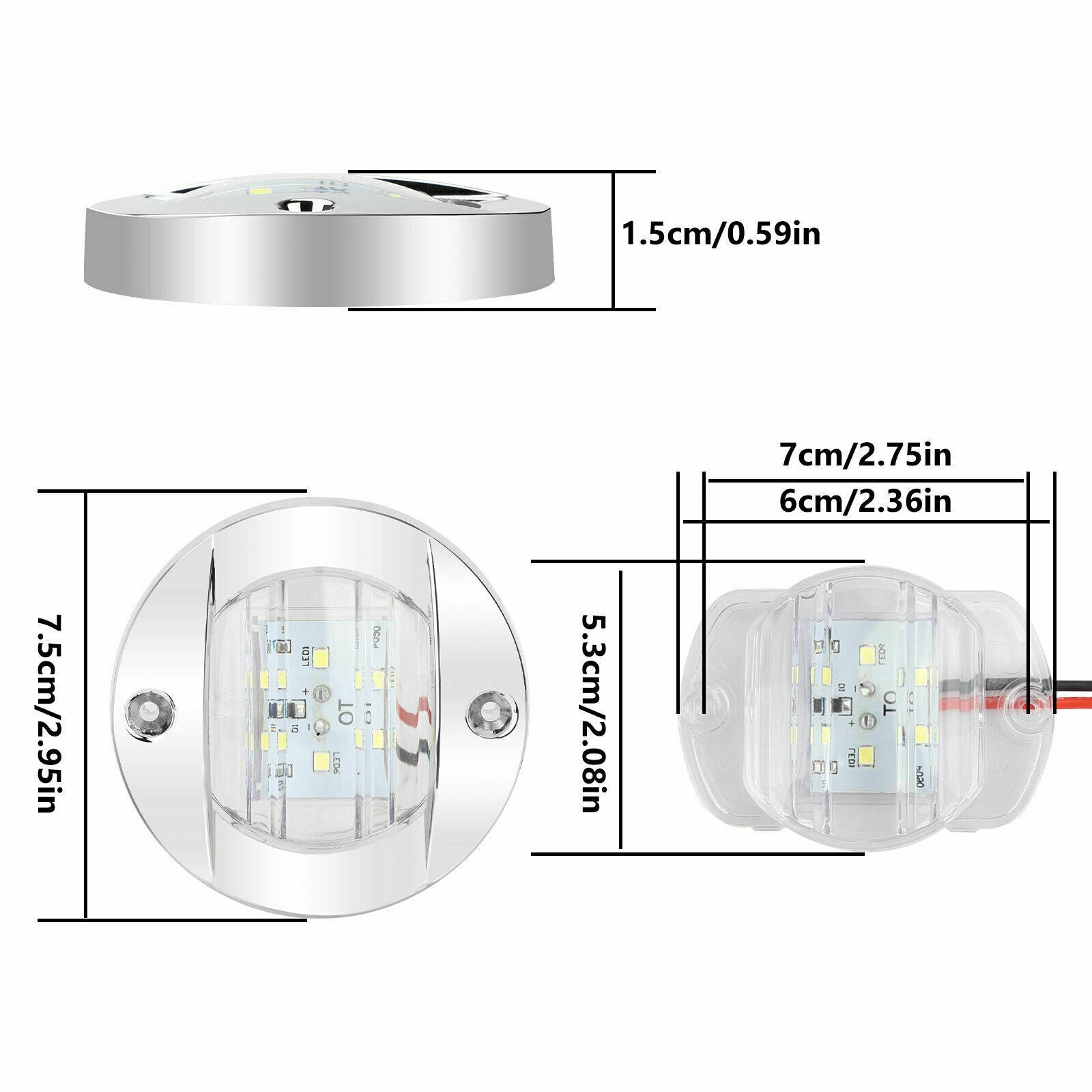 4X White Round Marine Boat LED Stern Lights Cabin Deck Courtesy Light Waterproof