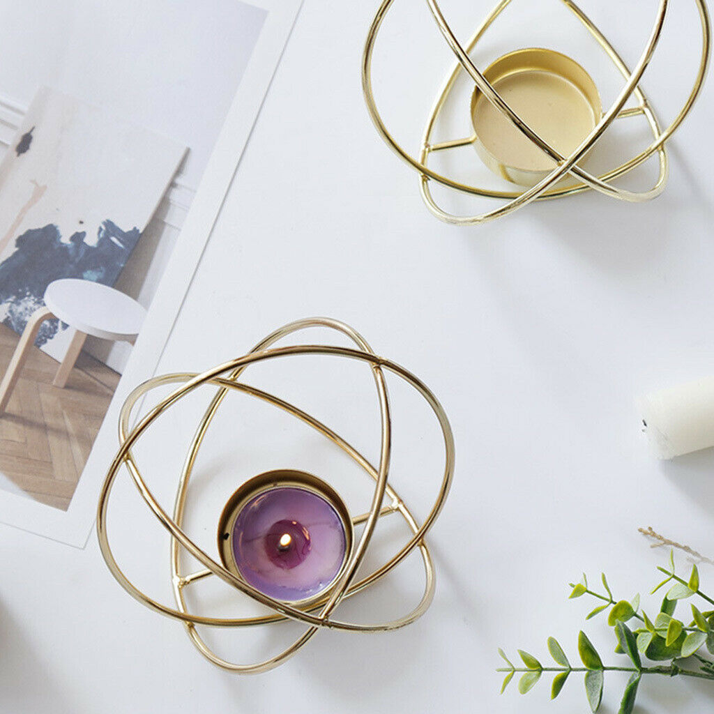 Nordic Style Golden Metal Wire Geometric Candle Holder for Home Decoration