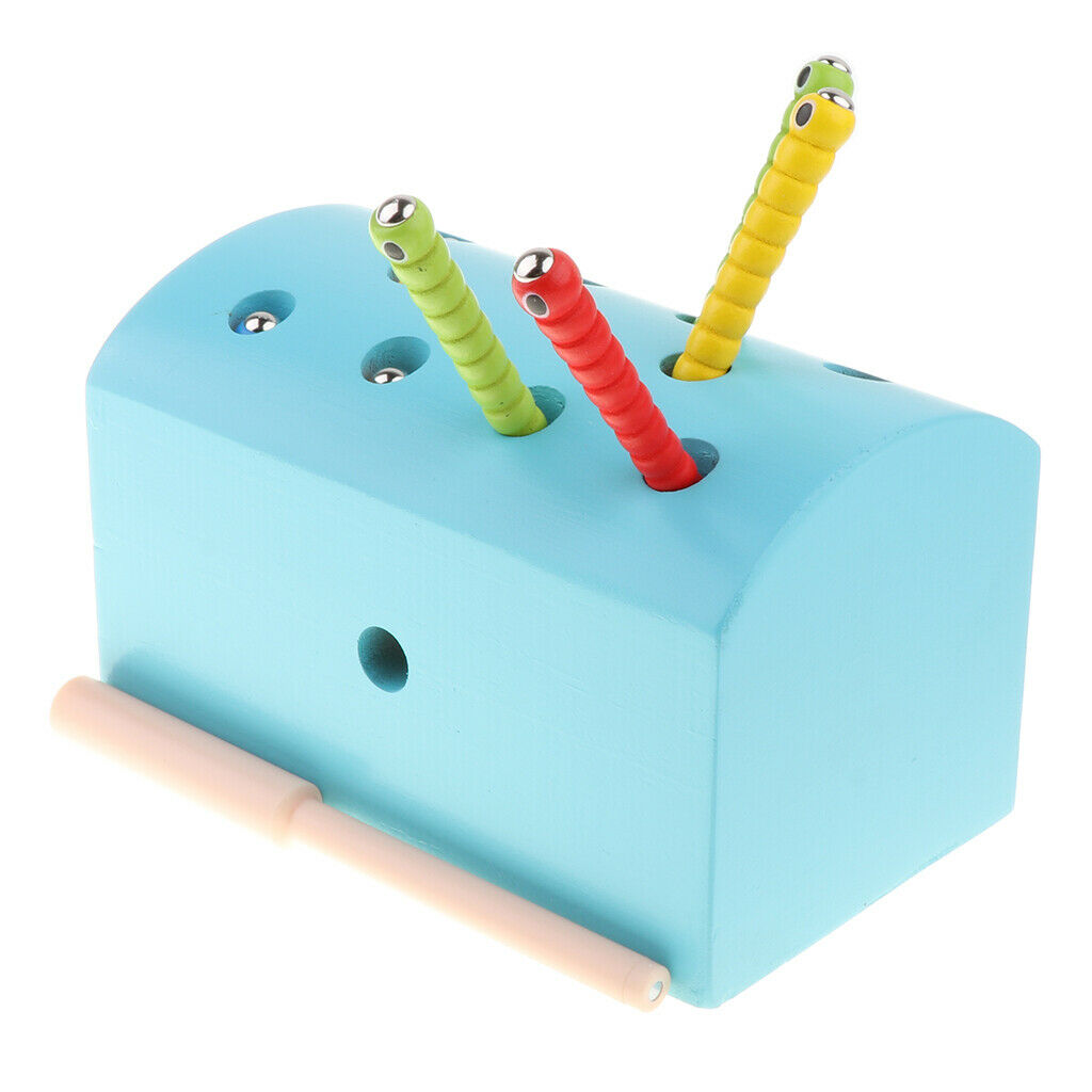Wooden Magnetic Catch Insects Pretend Fishing Game Toys Kids Baby Toddler