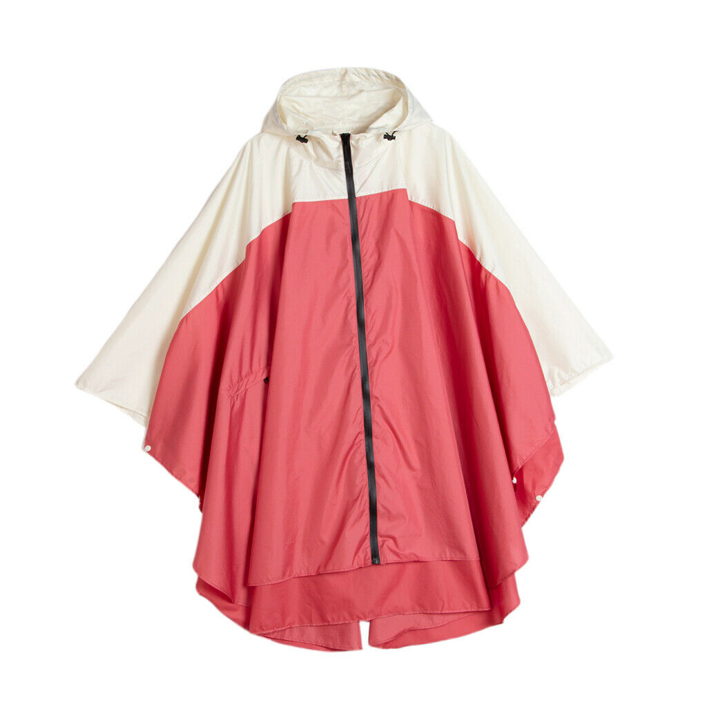 Women's Lightweight Waterproof Outdoor Raincoat Hooded Red Beige
