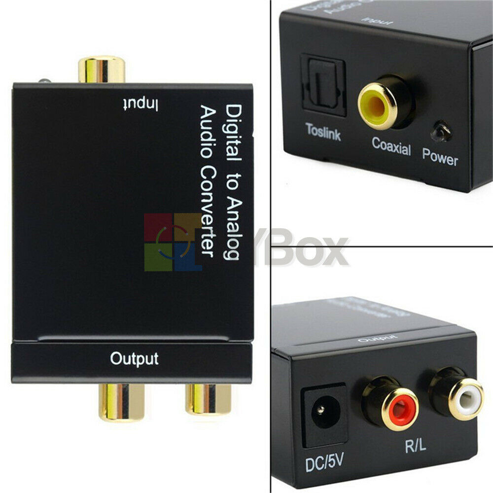 Optical Coaxial Toslink Digital to Analog Audio Converter Adapter RCA L/R 3.5mm