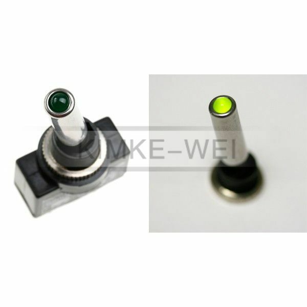 5 x Green Illuminated Tipped Toggle Switches 12V