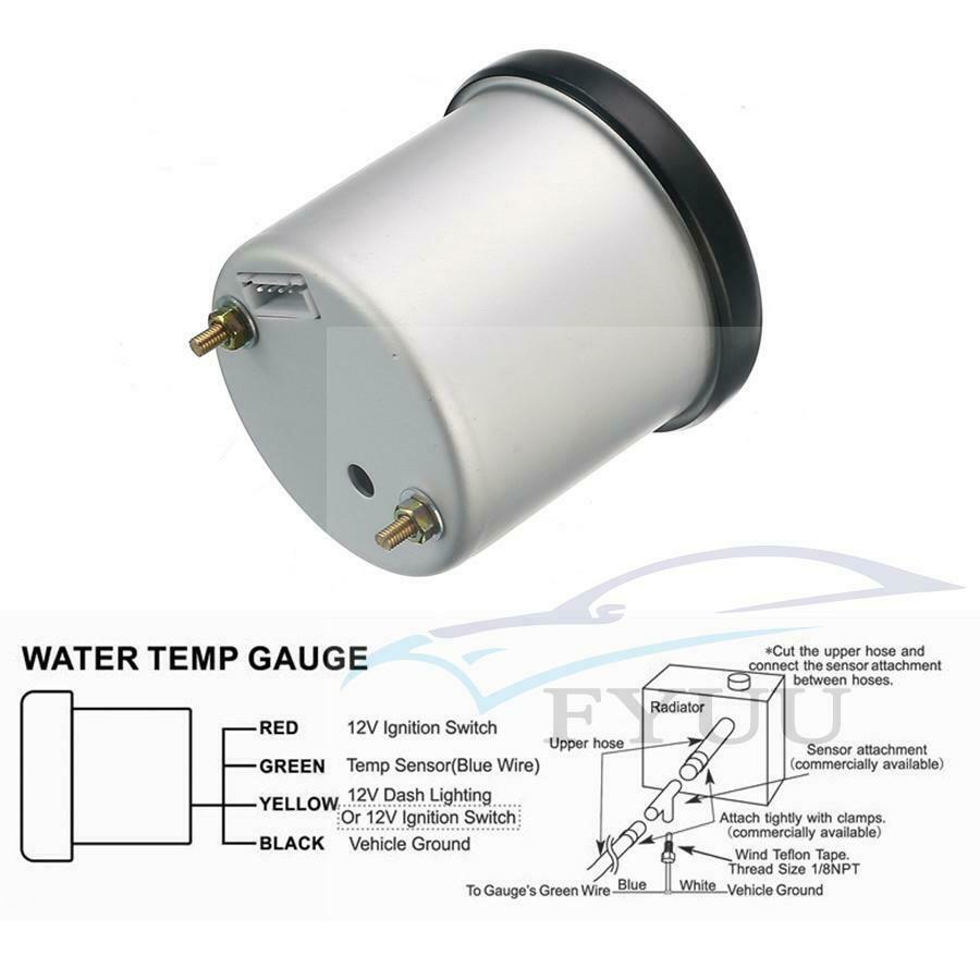 Universal Car 2"/52mm 7Colors LED Water Coolant Temperature Temp Gauge Meter -°F