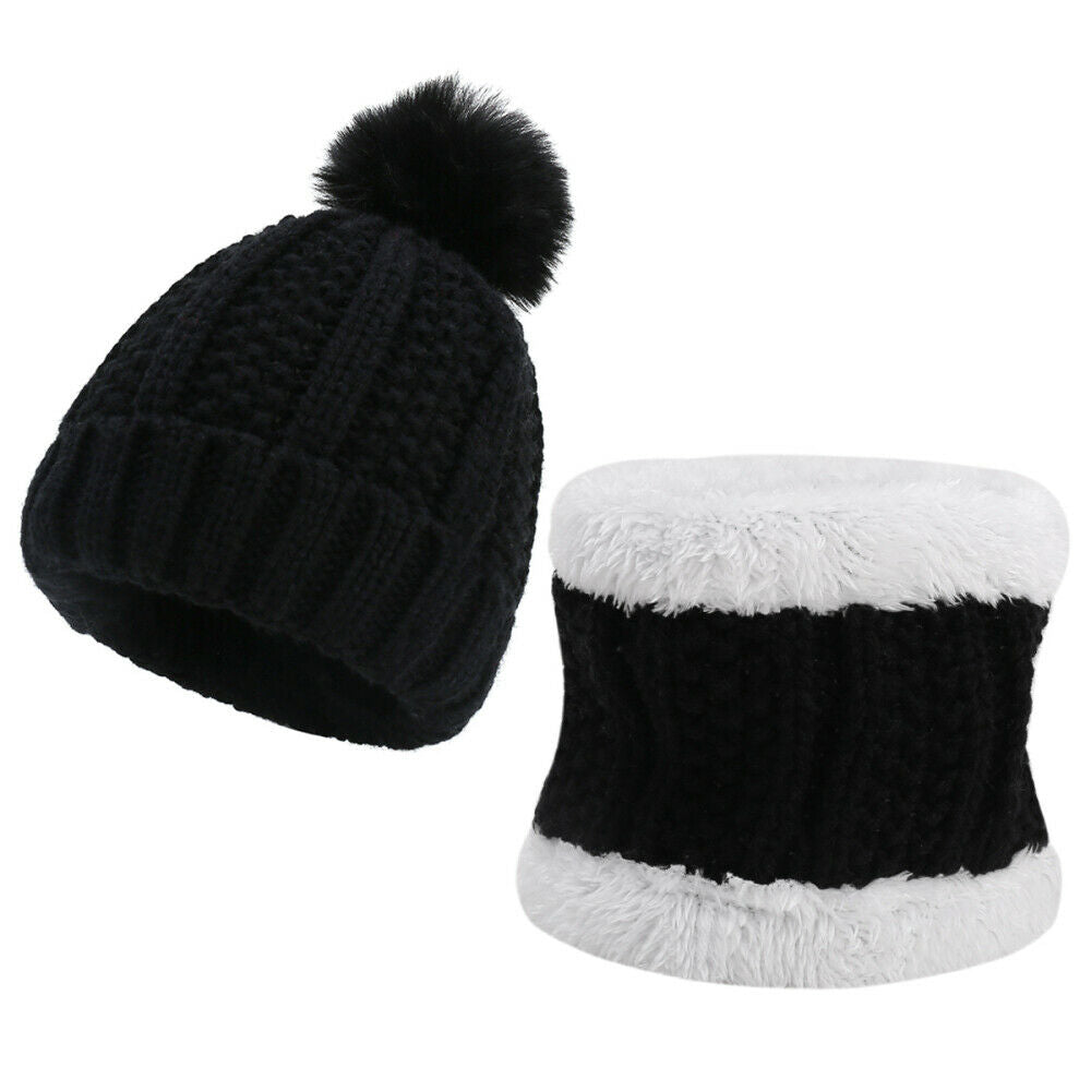 2pcs/set Baby Toddler Winter Hat Scarf Set Kids Warm Knit Beanie Hat&Neck Scarf