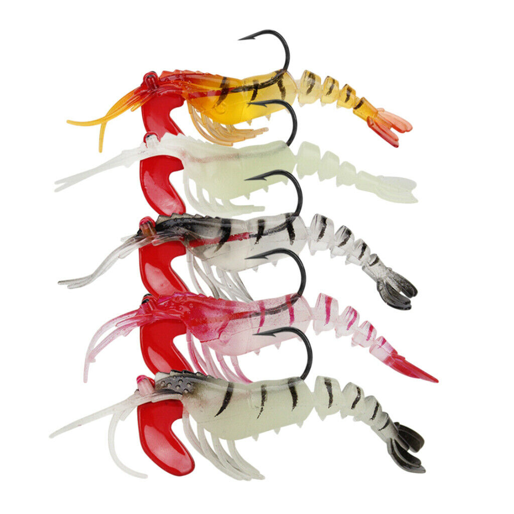 Segmented Shrimp Lure Sinking Baits Glow Fishing Soft Bait with Lead Head
